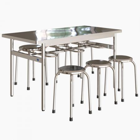 Bàn ăn inox 1m4 chân tròn BA04I14